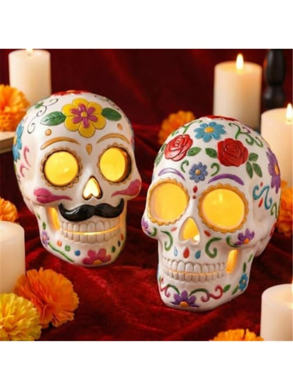 2 Pcs Dia De Los Muertos Decorations - Day of The Dead Sugar Skull